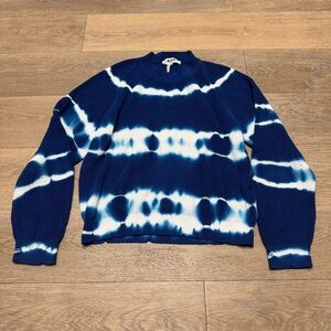 MSGM Blue Tie-Dye Crew-neck Sweaters for Women size Medium Blue White